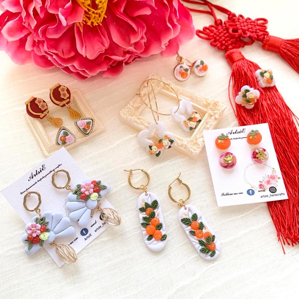 CNY themed earrings from the Kam series - COURTESY OF ARTSIE_HANDMADE