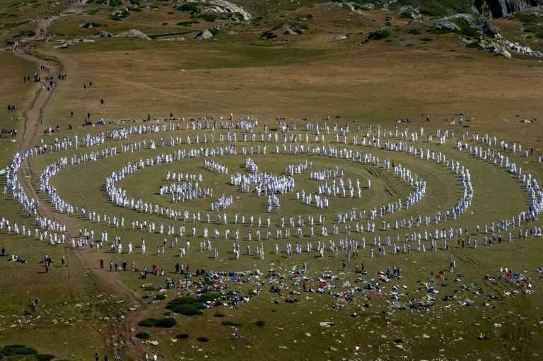 The Universal White Brotherhood, reputed to have tens of thousands of members from the US to DR Congo, performed their “paneurhythmy” ritual dance atop Rila Mountain to mark their “spiritual” new year. — AFP