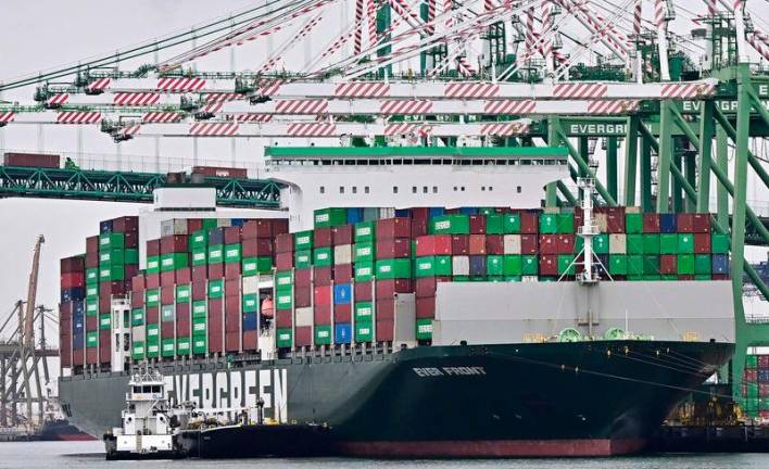 A cargo ship full of containers docks at the Port of Los Angeles on March 5, 2025, in San Pedro, California, one day after US President Donald Trump initiated sweeping tariffs on Canada, Mexico and China. AFPpix