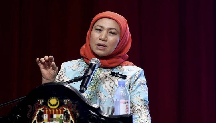 Women, Family and Community Development Minister Datuk Seri Nancy Shukri. - BERNAMA