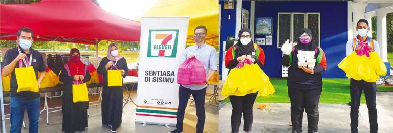 The 7-Eleven Malaysia and NGOHub teams at various homes.