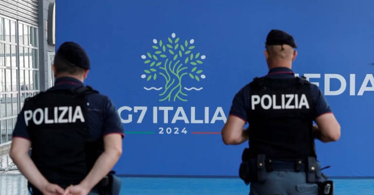 Police patrols outside the press centre facilities, ahead of the G7 summit of world leaders in the city of Bari, Italy, June 12, 2024. - REUTERSpix