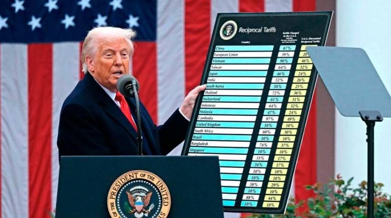 Trump during the presentation of the new tariffs in April. - AFPpix