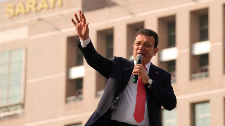 Istanbul’s Mayor Ekrem Imamoglu addresses his supporters in front of the Istanbul courthouse, in Istanbul, Turkey, Jan. 31, 2025. - AFP