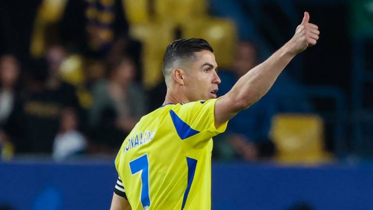 Cristiano Ronaldo celebrates after scoring for Al-Nassr. - AFPPIX