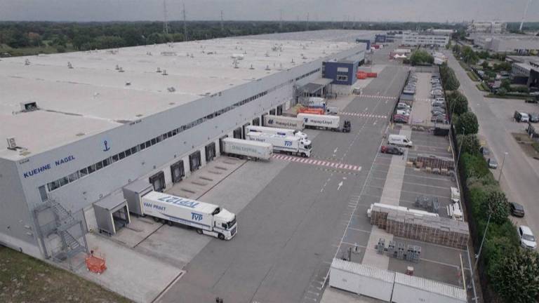 This aerial image grabbed from an AFP video shows a Belgian warehouse of Swiss global transport and logistics company Kuehne + Nagel, which according to a 2022 document of Washington-based development firm Chemonics, has been used to store US-funded women’s contraception products intended for some of the world’s poorest countries. AFPPix