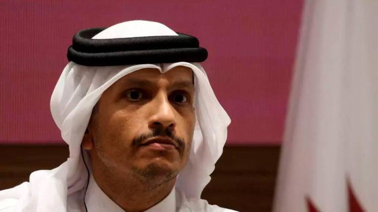Qatar’s Prime Minister and Foreign Minister Sheikh Mohammed bin Abdulrahman Al-Thani at the Amiri Diwan Annex in Doha on April 27, 2025. © Karim Jaafar, AFP