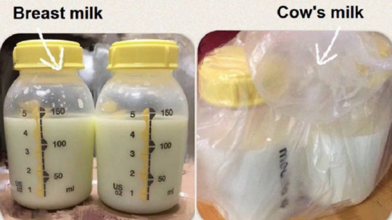 Can you mix breast milk outlet and cow's milk