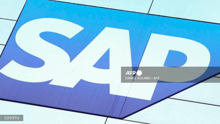 German software giant SAP - (Photo by Daniel ROLAND / AFP)