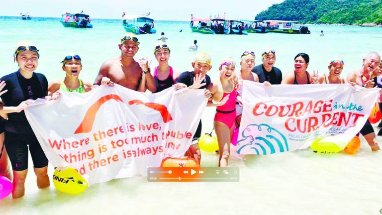 Some of the swimmers who took part in the 10km swim on Aug 30.