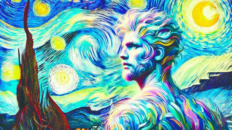 Generative AI is blurring the definition of creativity in artistic expression (Image of a male figure in the style of Vincent van Gogh using DALL-E 3).