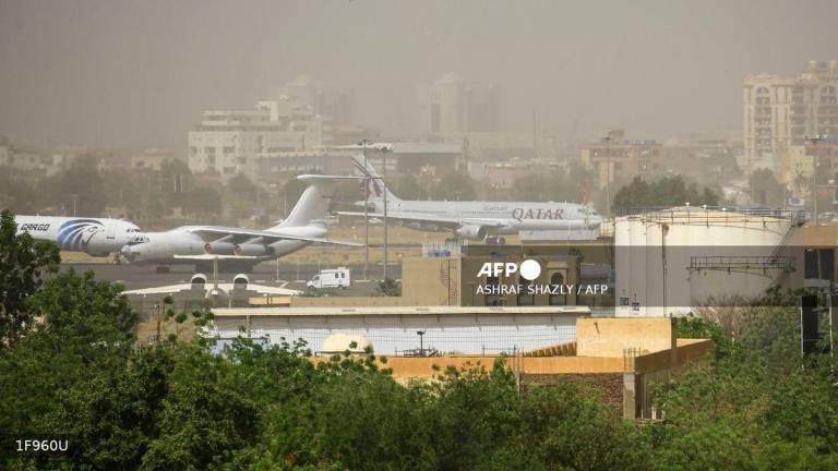 A Qatar airways plane lands at Khartoum International Airport in the Sudanese capital on March 31, 2019. (Photo by ASHRAF SHAZLY / AFP)