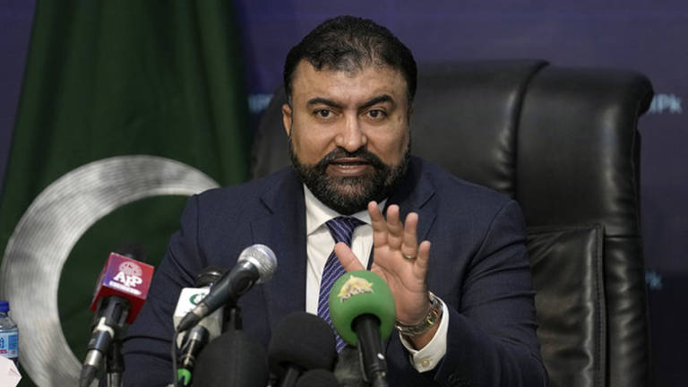 Balochistan Provincial Chief Minister Sarfraz Bugti speaks during a press conference in Islamabad, Pakistan, on October 26, 2023. - APpix
