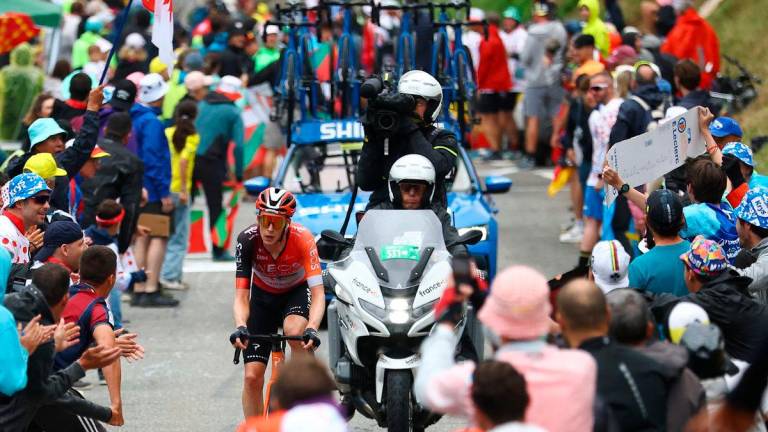 Ineos Grenadiers’ Thymen Arensman in action during stage 14-REUTERS