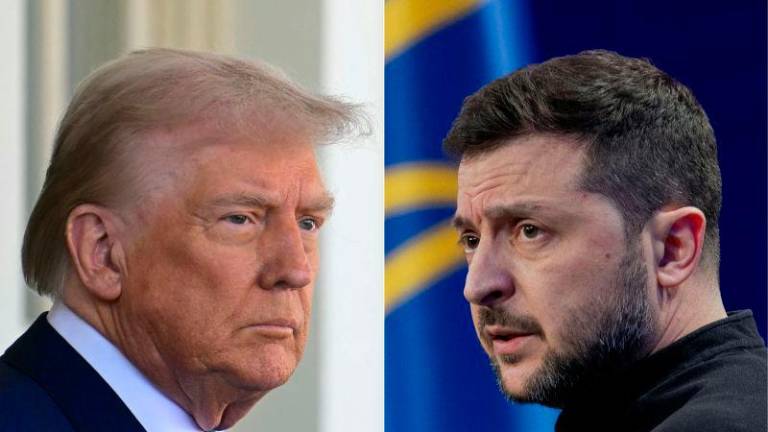 This combination of pictures created on February 25, 2025 shows US President Donald Trump (L) on February 24, 2025, and Ukraine’s President Volodymyr Zelensky (R) on February 23, 2025. AFPpix