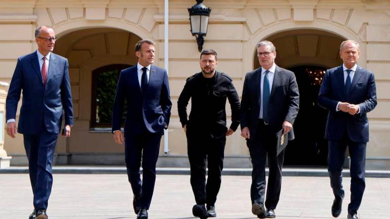 German Chancellor Friedrich Merz, French President Emmanuel Macron, Ukranian President Voloydmyr Zelensky, British Prime Minister Keir Starmer and Polish Prime Minister Donald Tusk - REUTERSpix