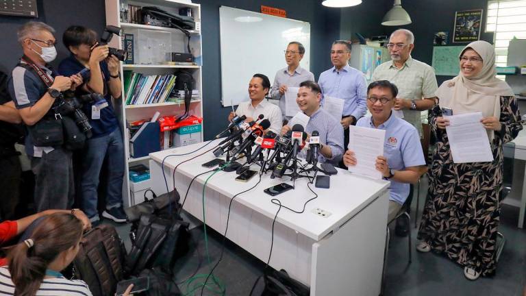 Rafizi (centre, seated) and eight other MPs believe that an RCI is the most suitable mechanism to look into allegations of undue influence over judicial appointments and restore public confidence. – ADIB RAWI YAHYA/THESUN