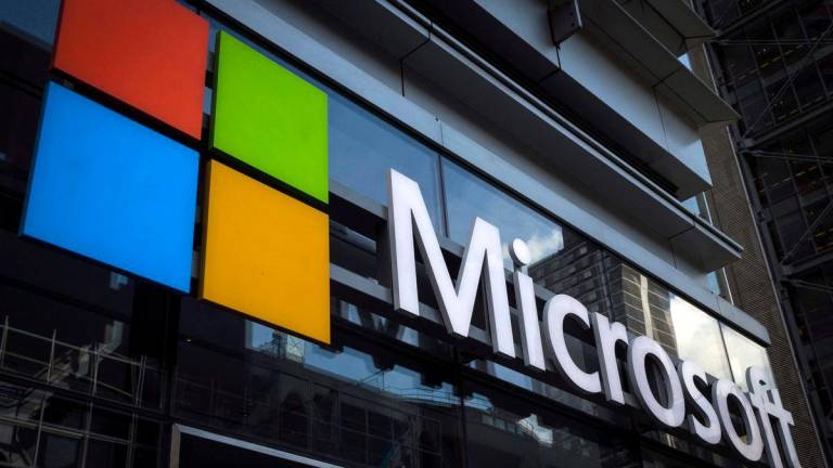 FILE PHOTO: A Microsoft logo is seen on an office building in New York City in this July 28, 2015 file photo. REUTERS/Mike Segar/Files/File Photo