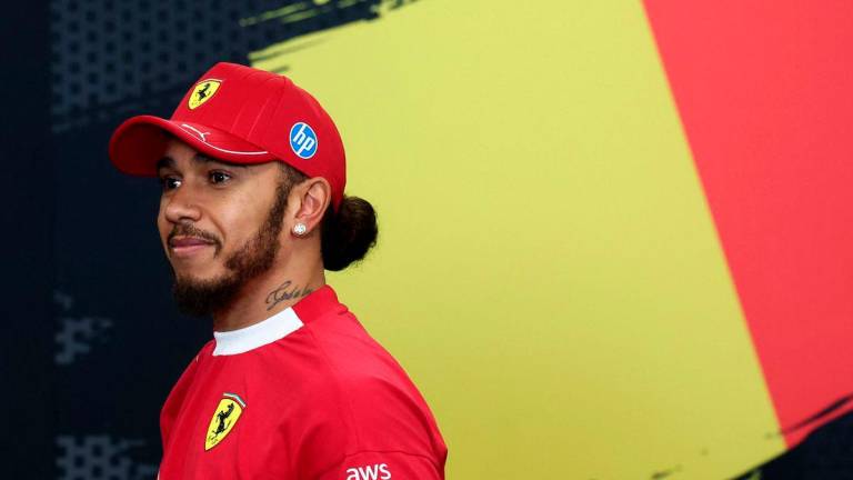 Ferrari’s Lewis Hamilton during a press conference ahead of the Belgian Grand Prix - REUTERSpix