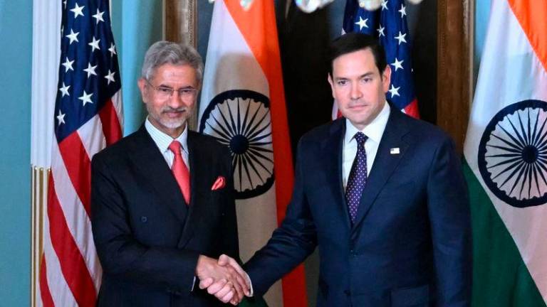 US Secretary of State Marco Rubio shake hands with Indian Foreign Minister Subrahmanyam Jaishankar at the State Department in Washington, DC - AFPpix