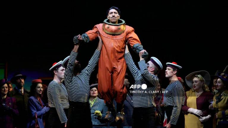Mexican-US baritone Efrain Solis as Salvador Dali performs during the final dress rehearsal of Mason Bates' The Amazing Adventures of Kavalier &amp; Clay at the Metropolitan Opera in New York, September 18, 2025. - AFP