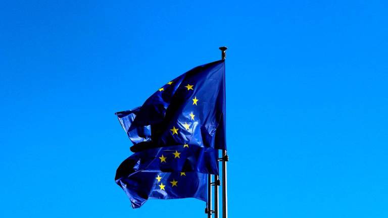 European Union flags flutter outside the EU Commission headquarters in Brussels, Belgium March 18, 2025. REUTERSpix