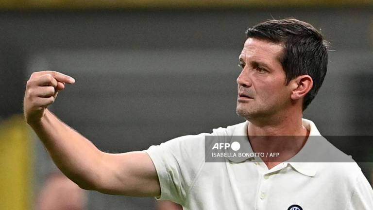 Inter Milan's Romanian head coach Cristian Chivu gestures during the Italian Serie A football match between Inter Milan and Udinese at San Siro stadium in Milan on August 31, 2025. - AFPPIX