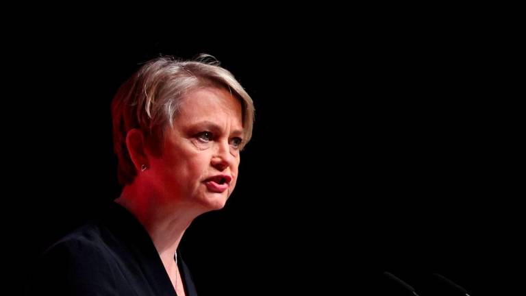 FILE PHOTO: Britain’s Home Secretary Yvette Cooper speaks on stage at Britain’s Labour Party’s annual conference in Liverpool, Britain, September 24, 2024. REUTERS/