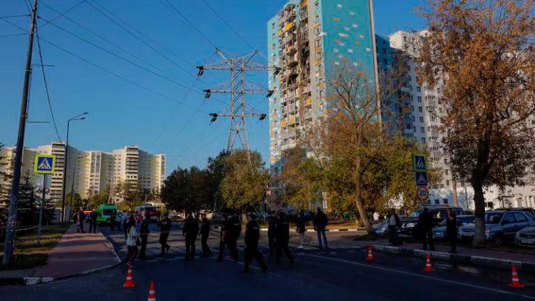 A view shows a damaged multi-storey residential building following an alleged Ukrainian drone attack in the course of Russia-Ukraine conflict, in Ramenskoye in the Moscow region - REUTERSpix