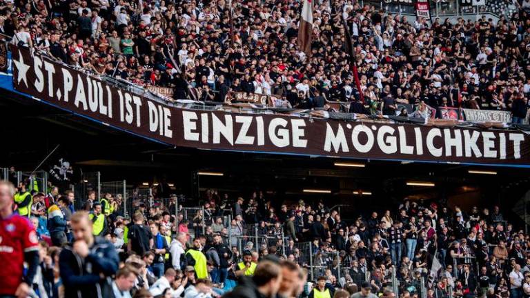 St Pauli fans display a banner reading 'St Pauli is the only possibility' prior to the Bundesliga second division football match Hamburger SV vs FC St Pauli in Hamburg, northern Germany, on May 3, 2024. - AFPPIX