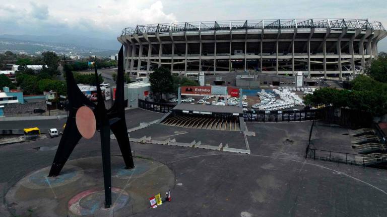 This aerial view shows the Banorte Stadium (formerly known as Azteca Stadium) during its renovation work for the 2026 World Cup in Mexico City on June 2, 2025. Whenever the history of the World Cup is told, a separate chapter must be reserved for the monumental Azteca Stadium, which, a year away from hosting the World Cup for the third time, stands wrapped in enchantment. AFP