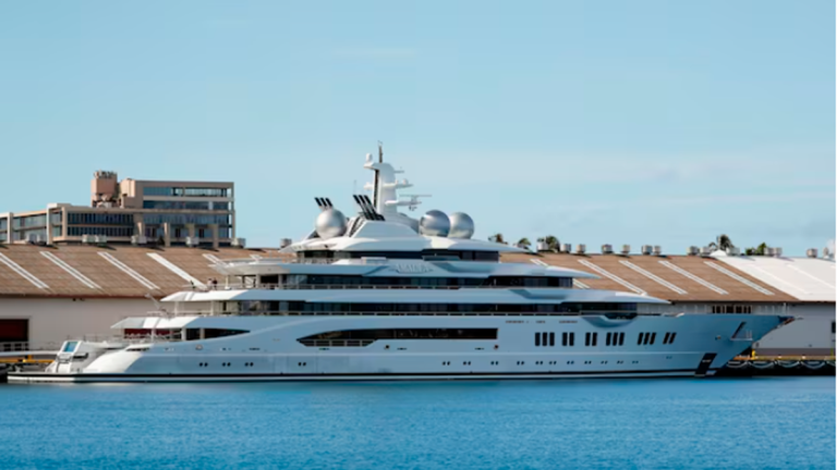 The Russian-owned superyacht, Amadea, seized in Fiji by American law enforcement is docked in Honolulu, Hawaii, U.S. June 17, 2022. REUTERSPix/Marco Garcia