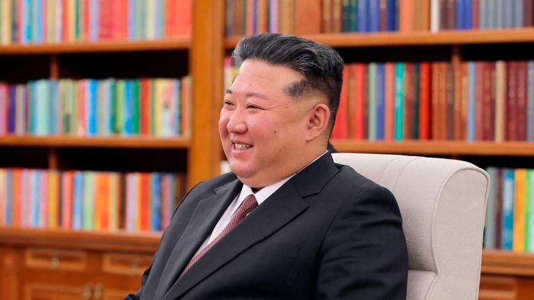 This picture taken on June 4, 2025 and released from North Korea’s official Korean Central News Agency (KCNA) via KNS on June 5, 2025 shows North Korean leader Kim Jong Un talking to the Russian Security Council Sergei Shoigu during a meeting in Pyongyang. - South Korea OUT / REPUBLIC OF KOREA OUT. AFP