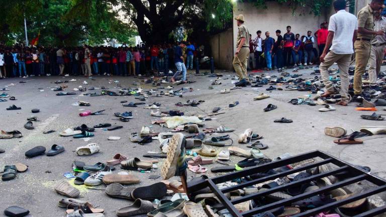 At least 11 people were killed in a stampede on June 4, as a tightly packed crowd celebrated the victory of their home cricket team in the Indian city of Bengaluru, the state’s chief minister said. (Photo by AFP)