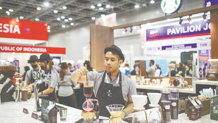 Starbucks Malaysia’s booth at the Pernas International Franchise Festival 2025 showcased its latest beverage lineup, focusing on Starbucks Reserve stores and their unique manual brewing techniques. – ADAM AMIR HAMZAH/THESUN