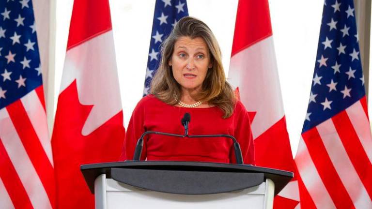 Deputy Prime Minister Chrystia Freeland in a surprise announcement on December 16, 2024, quit over disagreements with Justin Trudeau on Canada’s response to US President-elect Donald Trump’s tariff threats. (Photo by Sebastien ST-JEAN / AFP)