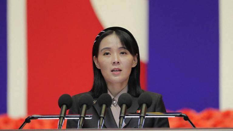 (FILES) This picture taken on August 10, 2022 and released from North Korea's official Korean Central News Agency (KCNA) on August 14, 2022 shows Kim Yo Jong, the sister of North Korea's leader Kim Jong Un. - AFP PHOTO/KCNA VIA KNS