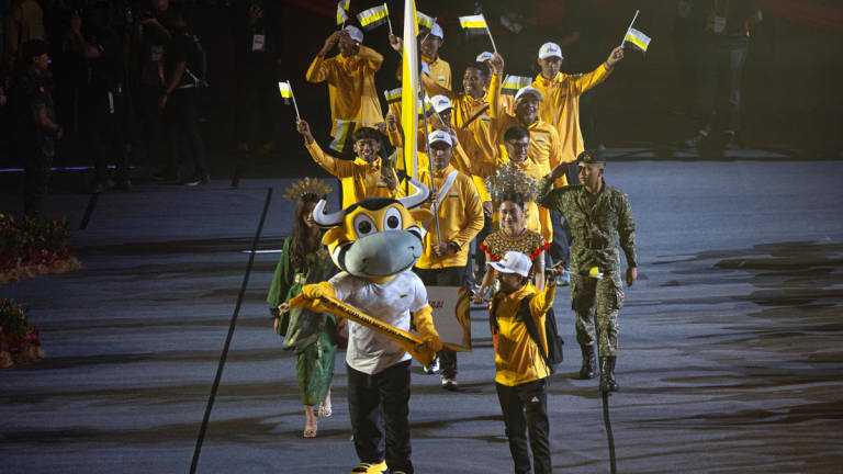 The Perak contingent entering the stadium during the Closing Ceremony of the Malaysia Games (SUKMA) Sarawak 2024 at the Petra Jaya Unity Stadium on 24 August, 2025. – BERNAMA