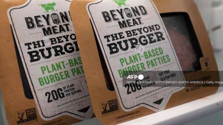 Packages of Beyond Meat “The Beyond Burger” sit in a refrigerator, June 13, 2019 in the Brooklyn borough of New York City. (Photo Illustration by Drew Angerer/Getty Images)