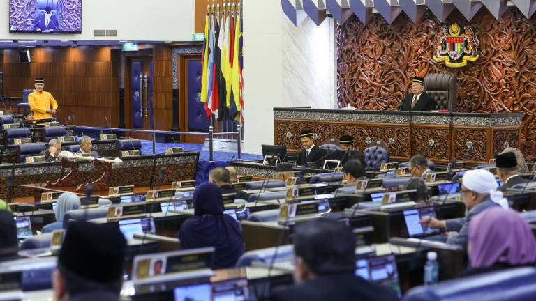 Speaker of the House of Representatives, Tan Sri Johari Abdul, spoke during the Second Meeting of the Fourth Session of the 15th Parliament at the Parliament Building. – BERNAMA