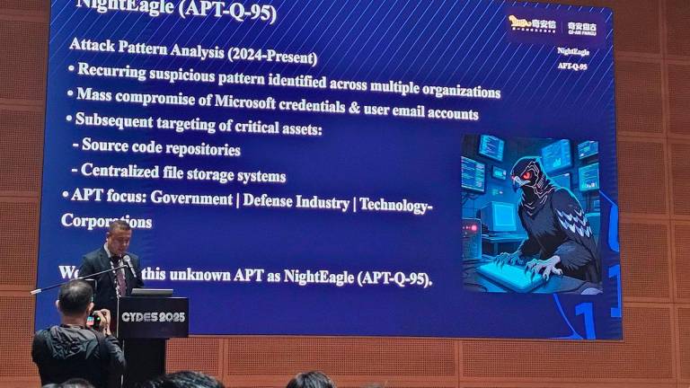 Gu Liang, Vice Director of PanGu Laboratory at Qi An Xin Technology Group, delivered a compelling keynote address detailing the company’s successful efforts in identifying and countering Night Eagle.