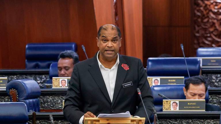 Deputy Minister of Entrepreneur Development and Cooperatives, Datuk R. Ramanan, during the Second Meeting of the Fourth Session of the 15th Parliament in the Dewan Rakyat at the Parliament Building today. – BERNAMA
