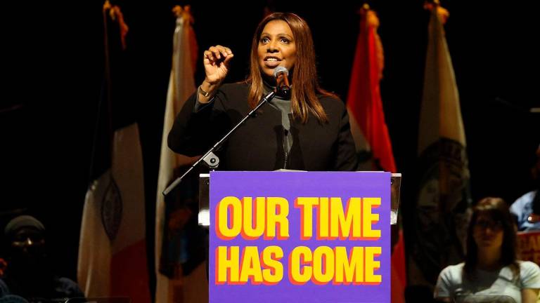 Attorney General Letitia James speaks during a New York City Mayoral candidate Zohran Mamdani campaign rally at United Palace on October 13, 2025 in New York City. - Michael M. Santiago/Getty Images/AFP