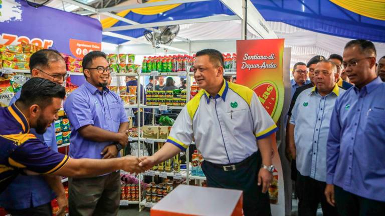 Raja Muda Perlis Tuanku Syed Faizuddin Putra Jamalullail berkenan melawat gerai jualan selepas merasmikan Karnival Jualan Agro MADANI@Pasar Tani Kekal Simpang Empat hari ini. - BERNAMA