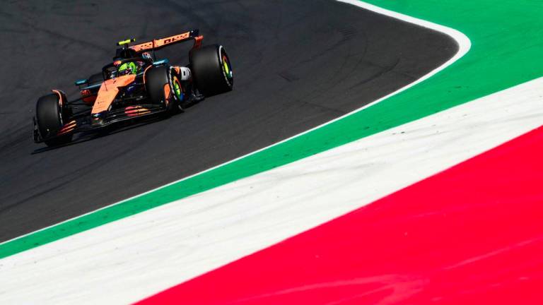 McLaren's British driver Lando Norris races during the third practice session ahead of the Italian Formula One Grand Prix at the Autodromo Nazionale Monza circuit, in Monza, northern Italy, on September 6, 2025. - AFPPIX