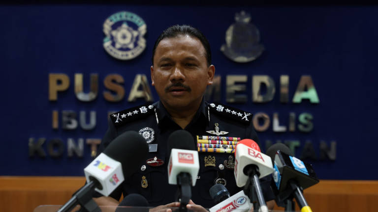 Kelantan Police Chief Datuk Mohd Yusoff Mamat speaking at a press conference after the Monthly Assembly at the Kelantan Contingent Police Headquarters today. – BERNAMA