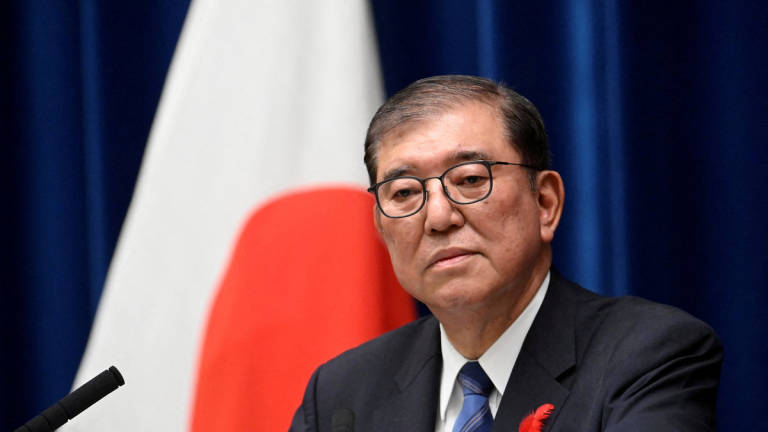 Japanese Prime Minister Shigeru Ishiba holds a press conference on October 9, 2024, at his official residence in Tokyo, Japan, after dissolving the Lower House of Parliament and proceeding for an early election on October 27. - Pool via REUTERS