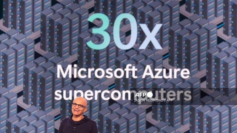 Microsoft Chairman and Chief Executive Officer Satya Nadella speaks speaks about Microsoft Azure during the Microsoft Build opening keynote at the Seattle Convention Center Summit Building in Seattle, Washington on May 21, 2024. (Photo by Jason Redmond / AFP)