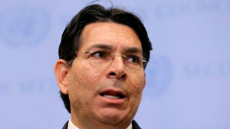 Israeli ambassador to the United Nations (UN) Danny Danon speaks on the situation in Gaza outside the United Nations Security Council at the UN headquarters in New York, U.S., May 15, 2025. REUTERSpix