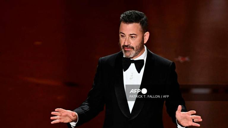 (FILES) TV host Jimmy Kimmel speaks onstage during the 96th Annual Academy Awards at the Dolby Theatre in Hollywood, California on March 10, 2024. (Photo by Patrick T. Fallon / AFP)